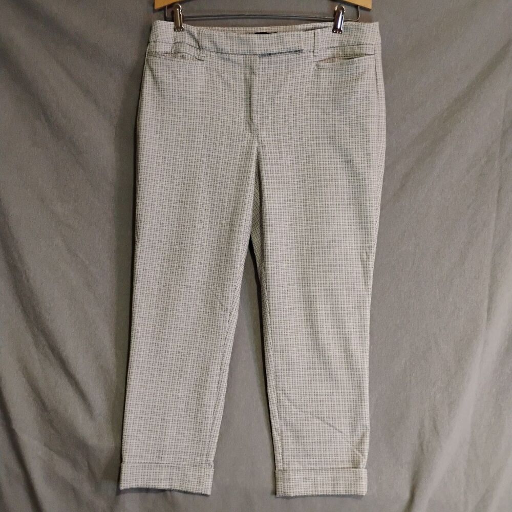 White House Black Market The Slim Crop Pants Size 10 Black White Crosshatch